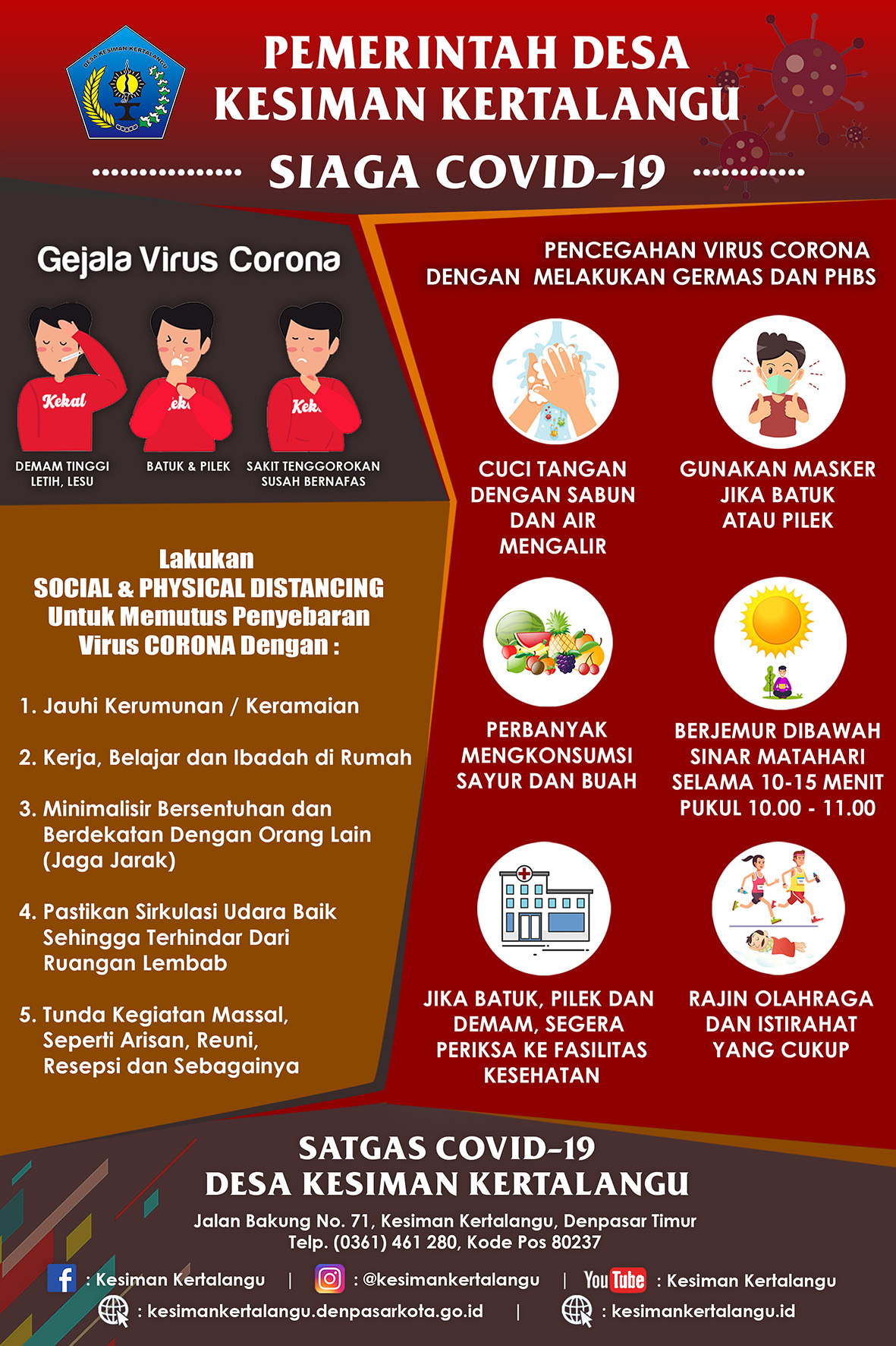 Pemerintah Desa Kesiman Kertalangu Siaga Corona Virus Disease (Covid-19).