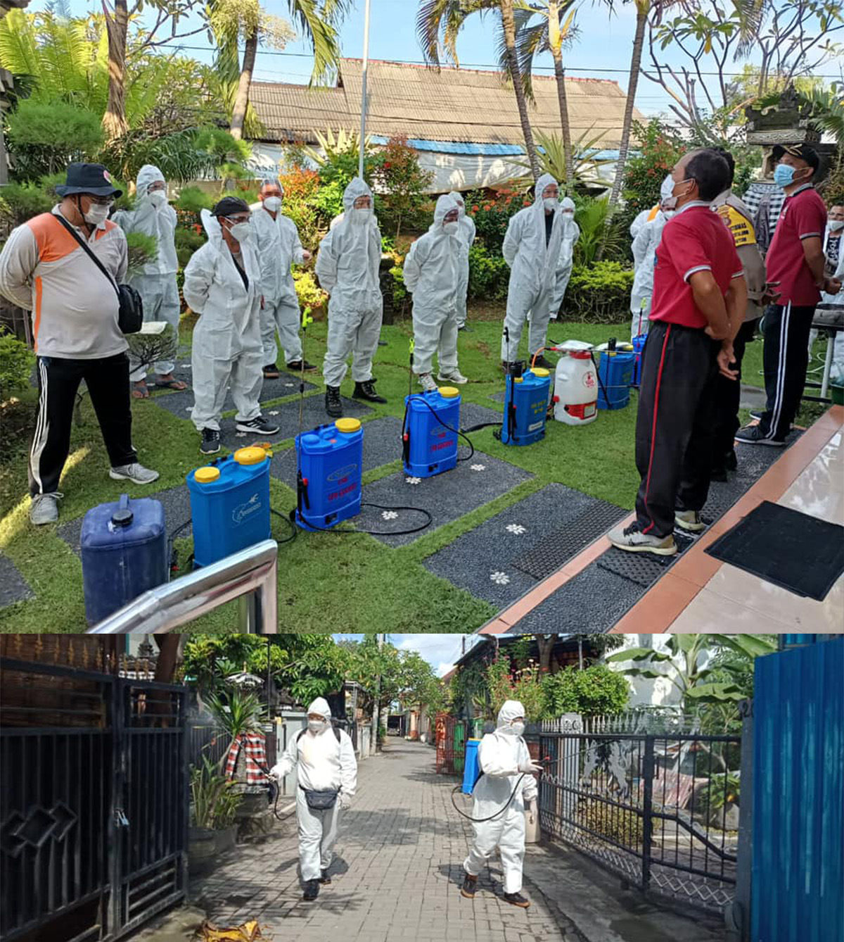 Kegiatan Penyemprotan Disinfektan Fokus ke rumah-rumah Warga Desa yang Positif Covid-19